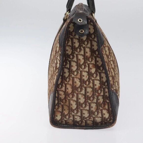 Christian Dior Trotter Canvas Hand Bag Brown Gold Auth 128326 - Picture 4 of 16